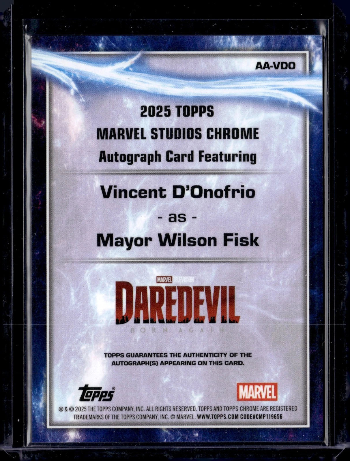 2025 Topps Chrome Marvel Studios Vincent D’Onofrio Mayor Wilson Fisk Autograph