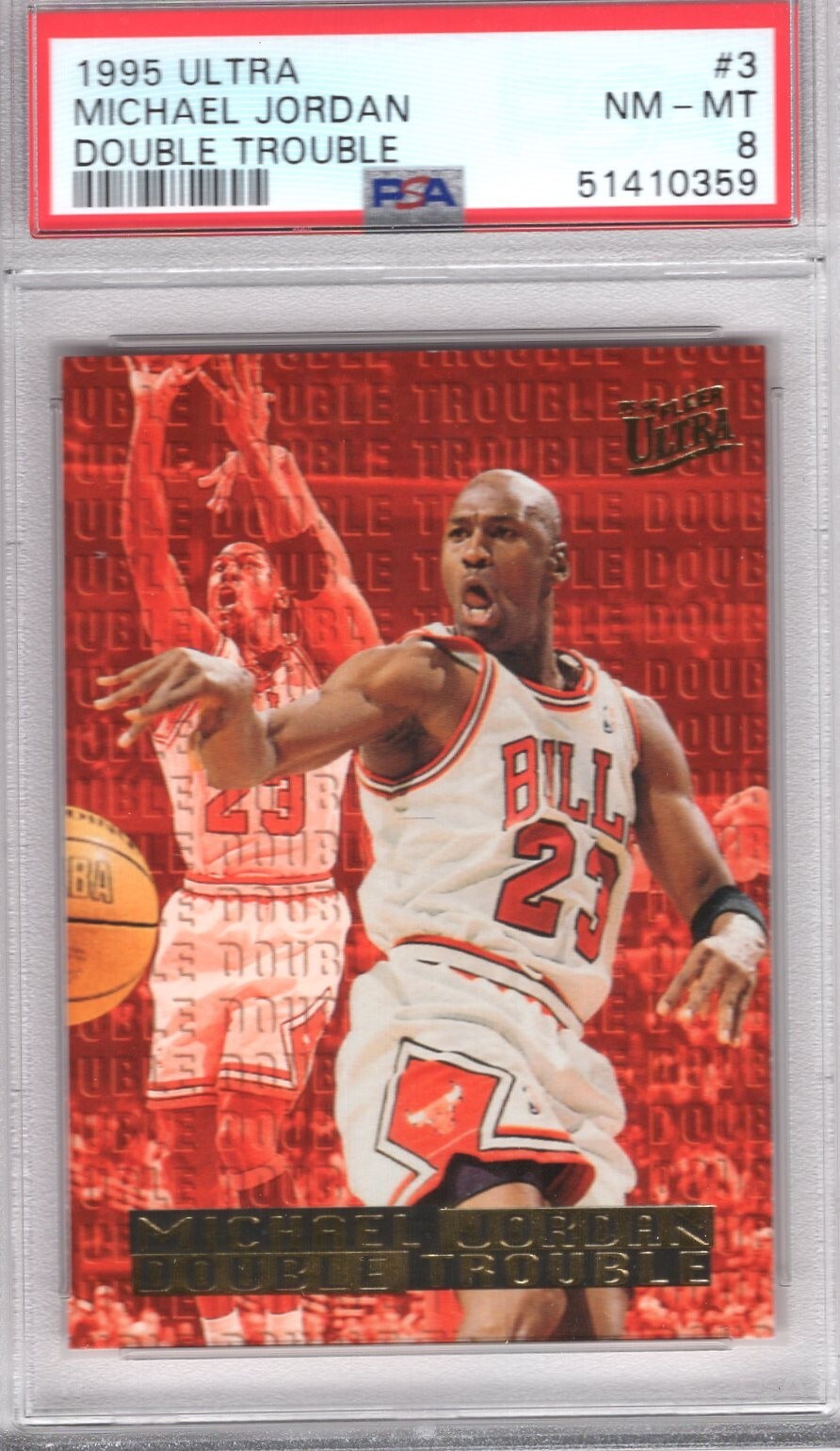 1995-96 Fleer Ultra Michael Jordan Double Trouble #3 Bulls PSA 8